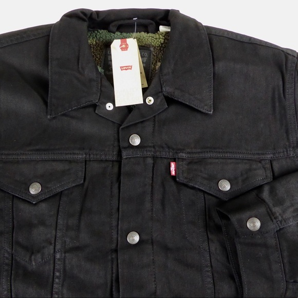 Levi’s Trucker Denim Jacket Camo Sherpa Lining NWT - Picture 4 of 12